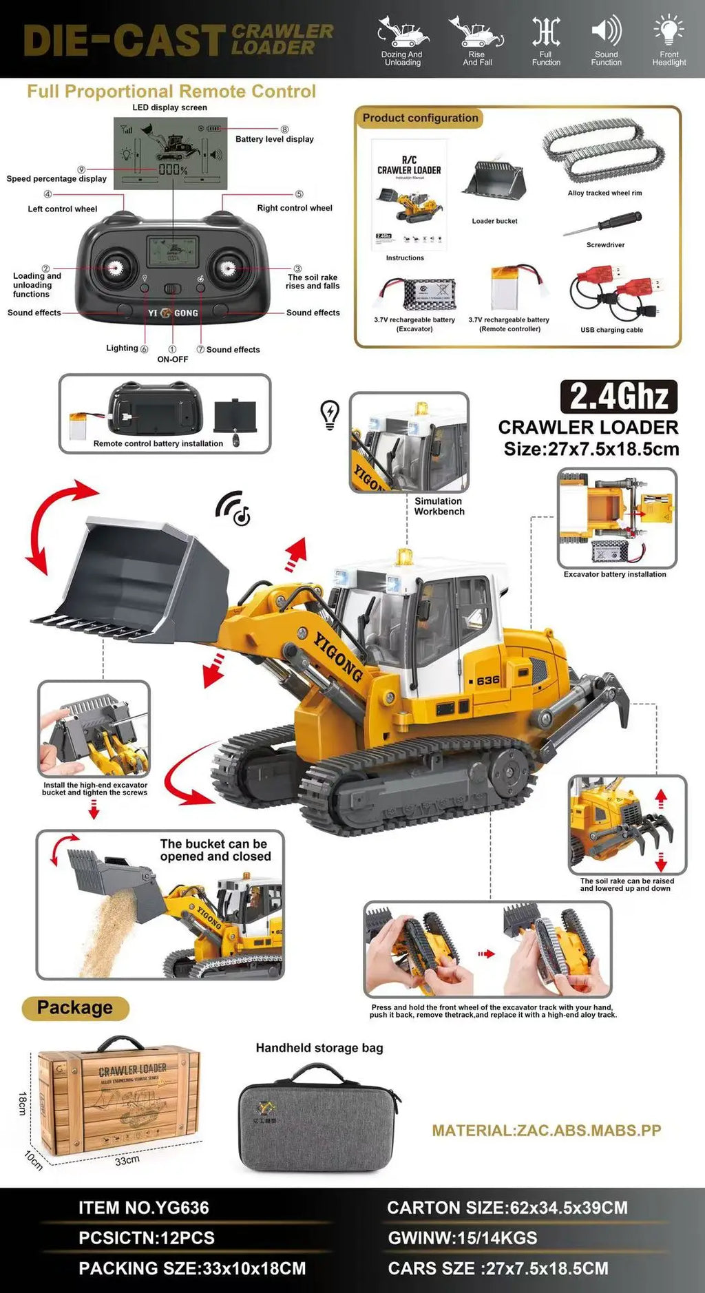 Mini Excavator 1/50 970 Electric Excavator Simulation Model With Lighting System Desktop Remote Control Excavator Model Toy