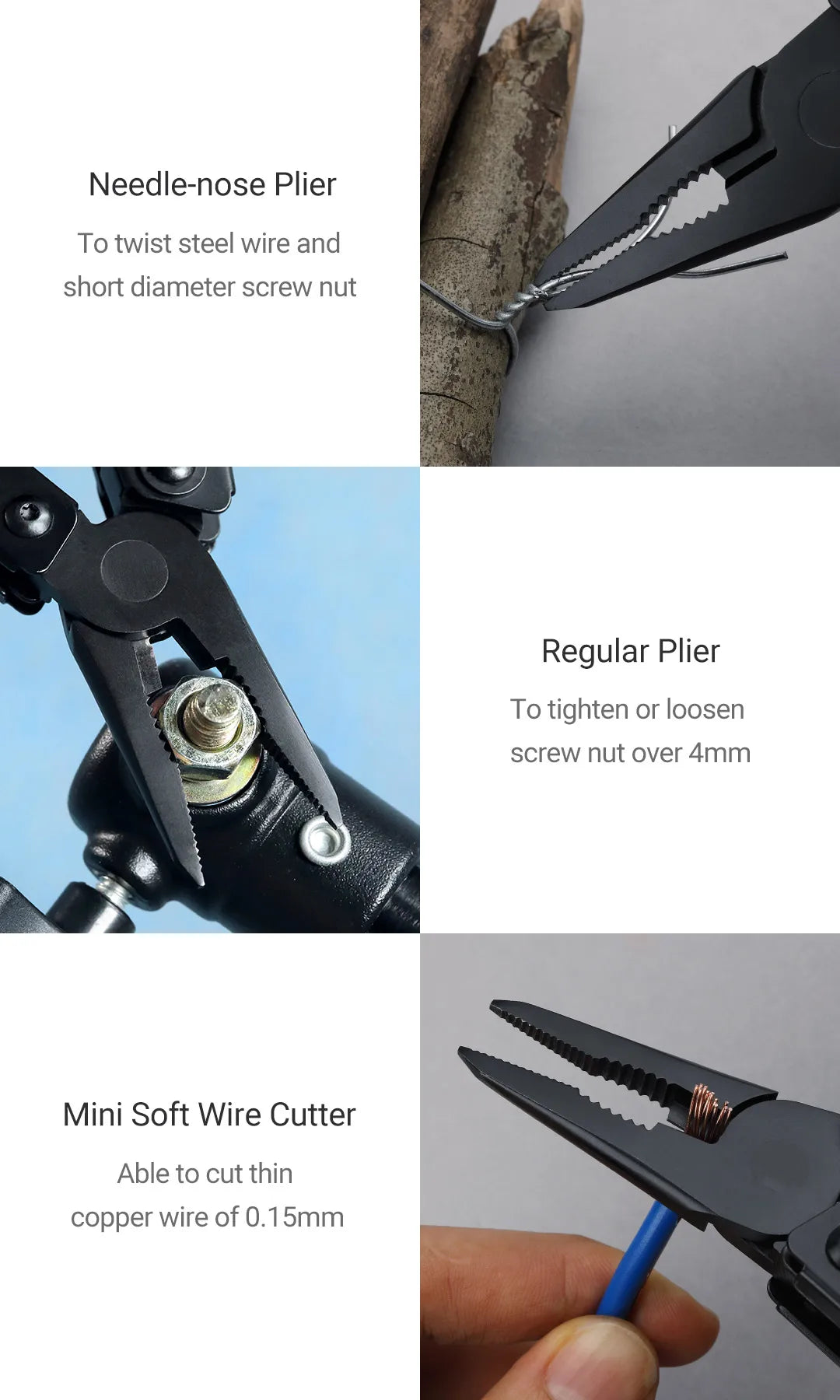 NexTool 11-In-1 Black Knight Multi-function Camping Tools Knife Outdoor Survival Folding Pliers Scissors Hand Multitool Tool Kit