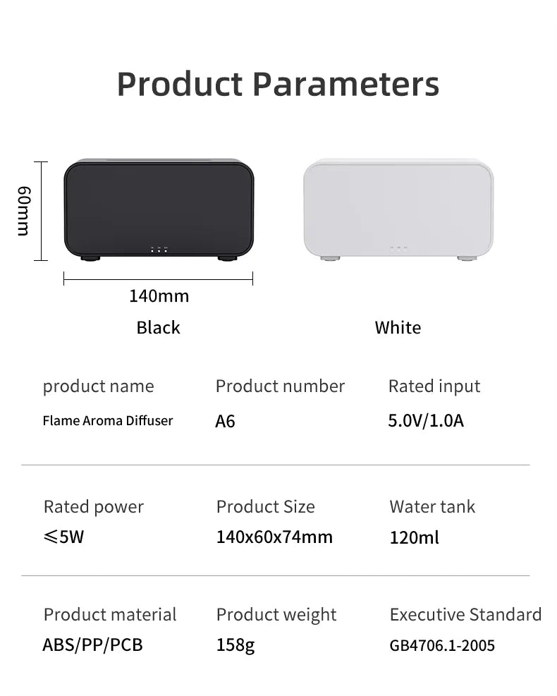 Air Aroma Humidifier Diffuser Essential Oils Humidifiers Mini Flame Automatic Fragrance Diffuser Home Humidifier With LED Light