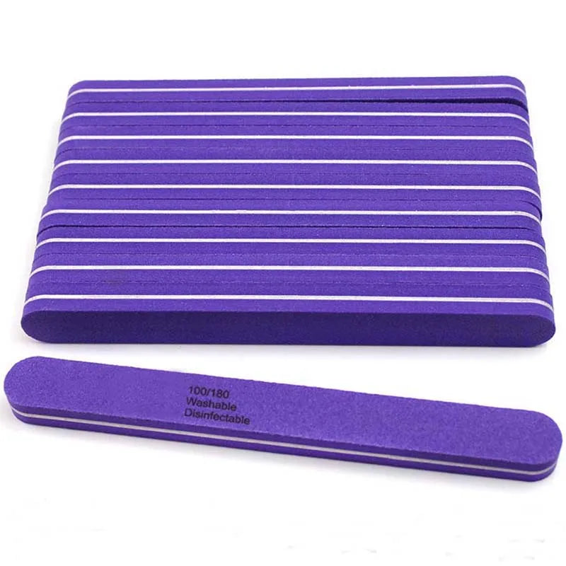 10pcs/lot Professional Nail Files 100/180 Washable Nail Art Sanding Buffing Manicure Tools Set Polish Buffer Removal Sponge