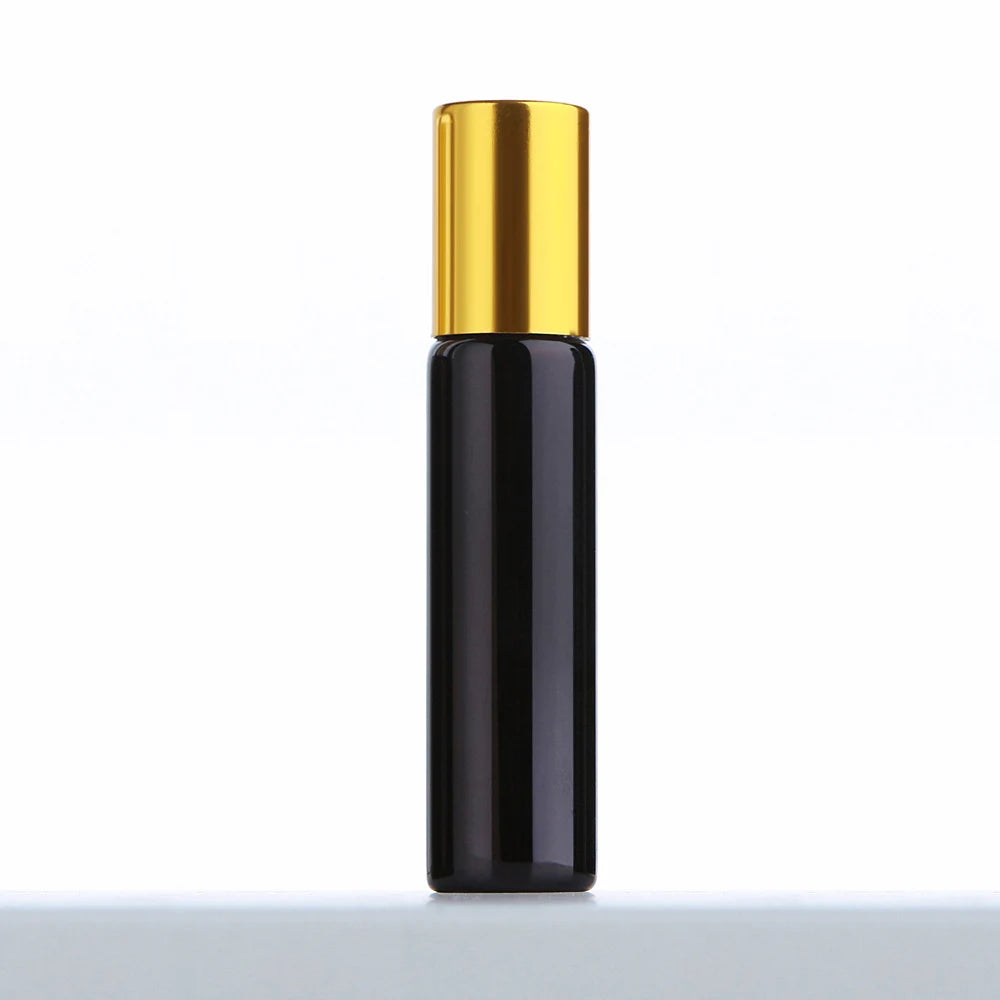 50 Pcs/Lot 10ml Electroplated Roll On Perfume Bottle Refillable Essential Oil Bottles With Box Roller Glass Vials LOGO Pay Extra
