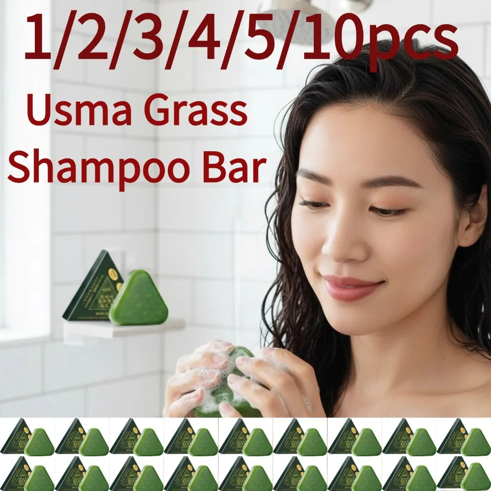 1/2/3/4/5/10pcs Natural Cacumen Platycladi Usma Grass Shampoo Bar Traditional Cold-Processing Silicone-Free Hair Care Soap
