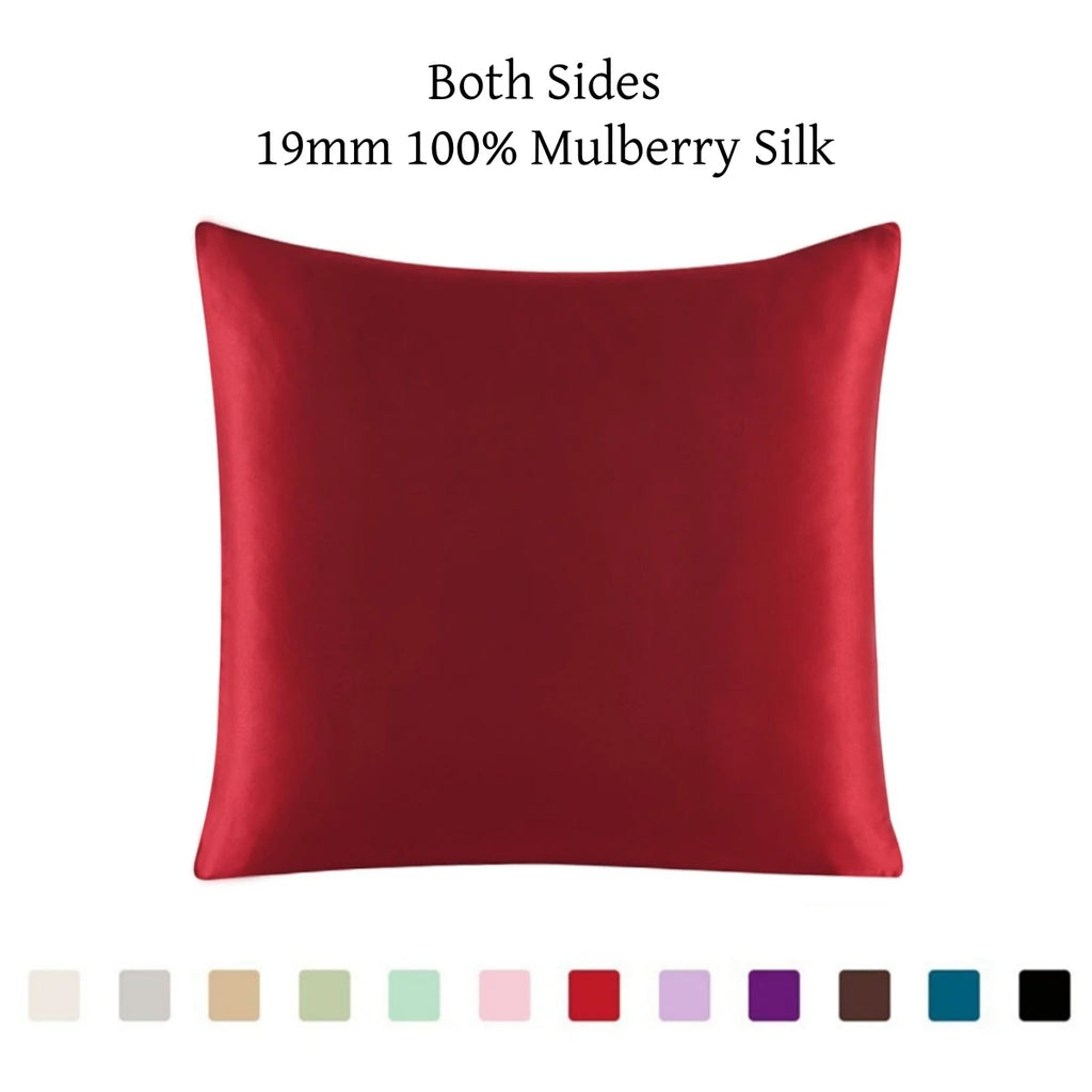 100% 19mm Mulberry Silk Zipper Pillowcase Cushion Pillow Case Cover Solid Multicolor