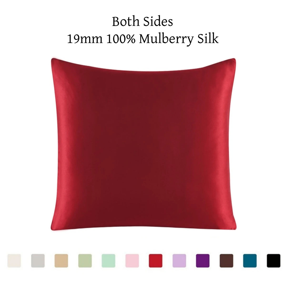 100% 19mm Mulberry Silk Zipper Pillowcase Cushion Pillow Case Cover Solid Multicolor