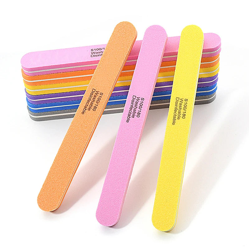 10pcs/lot Professional Nail Files 100/180 Washable Nail Art Sanding Buffing Manicure Tools Set Polish Buffer Removal Sponge