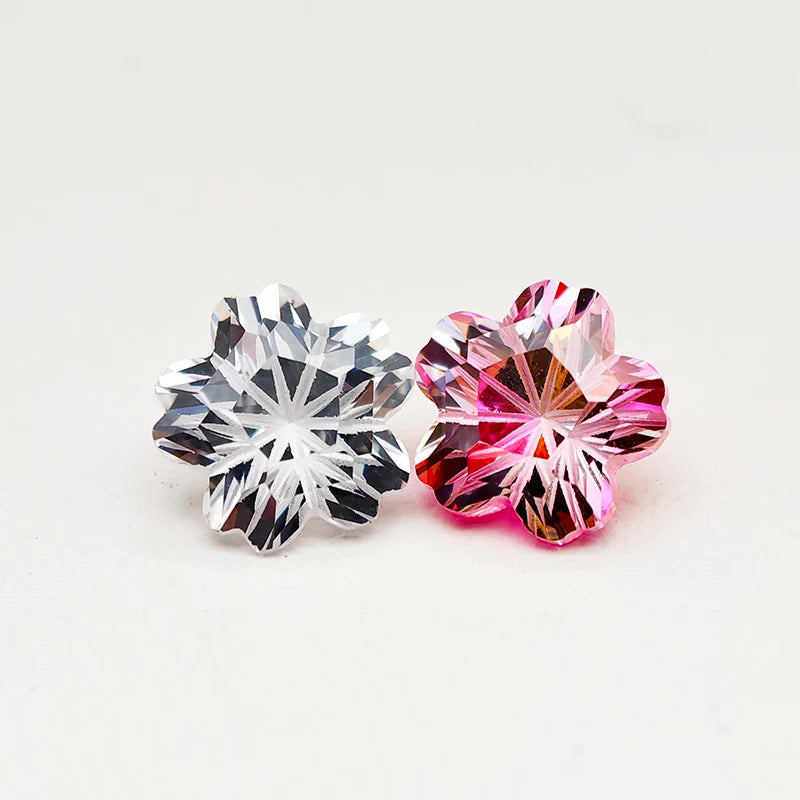 5A Pink White Colors Pentagon Sakura Cut Cut Cubic Zirconia Loose Gemstones for Jewerly Making