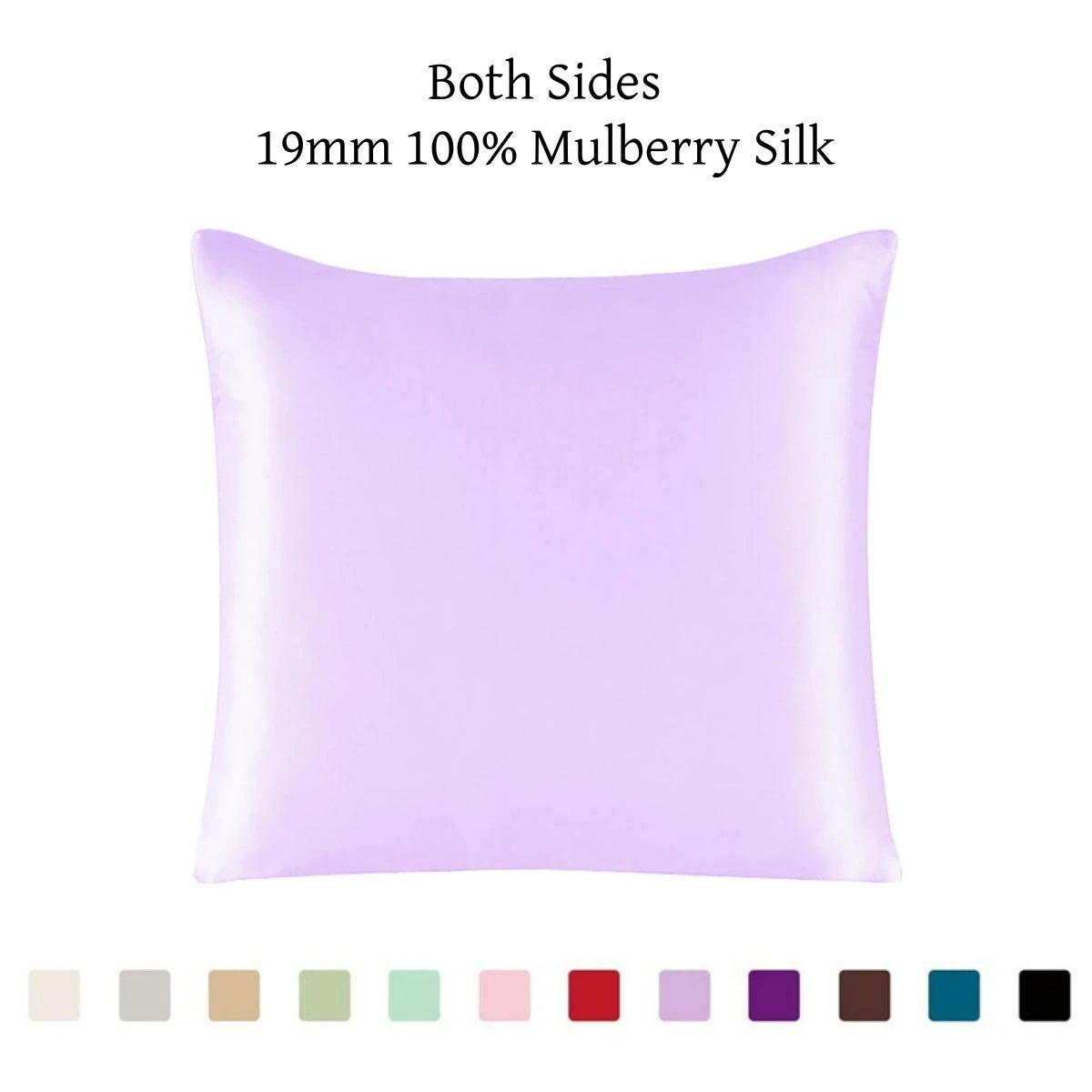 100% 19mm Mulberry Silk Zipper Pillowcase Cushion Pillow Case Cover Solid Multicolor