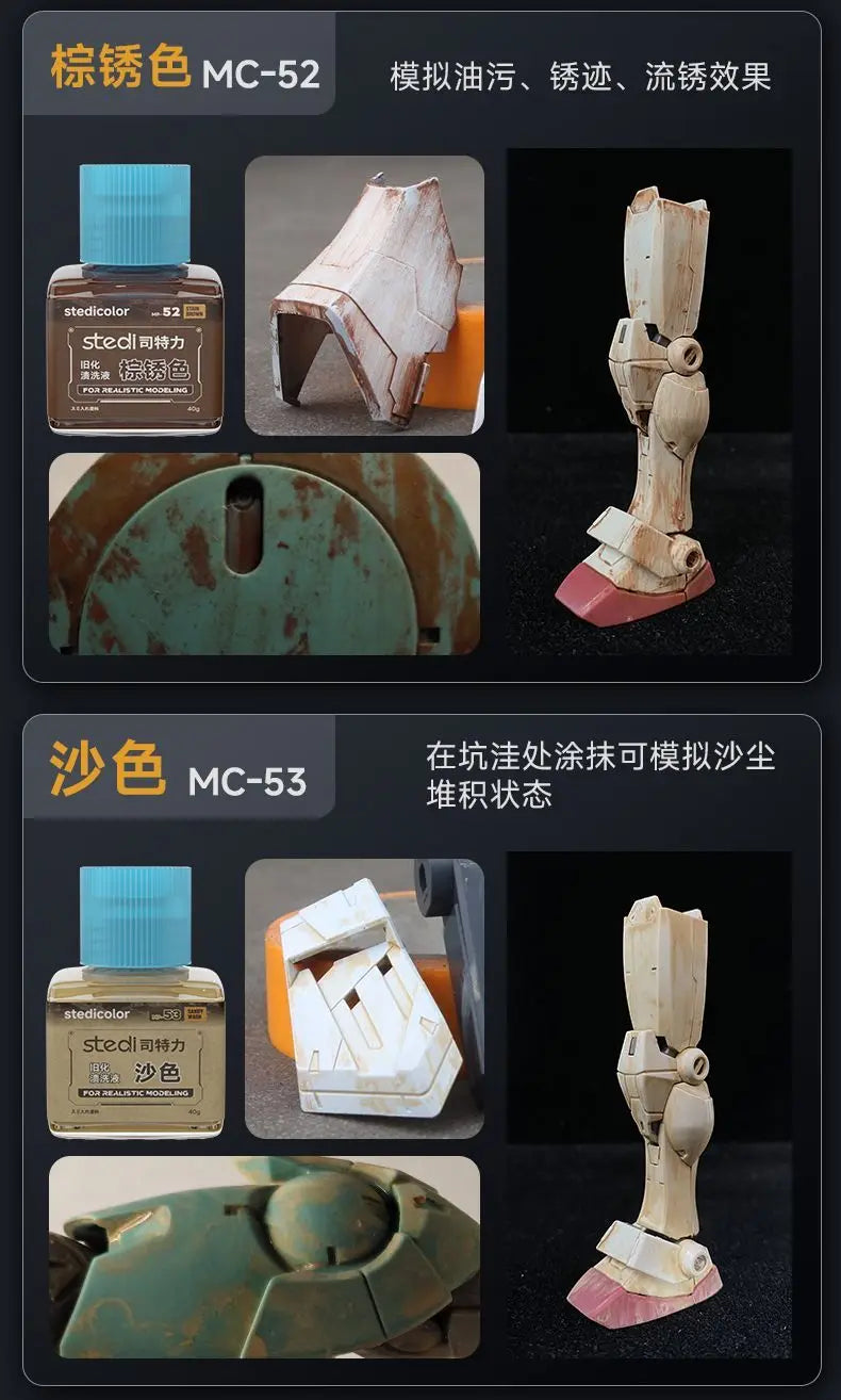 STEDI Weathering Solution - Realistic Effect Wash for Mecha Military Model Assembly Hobby DIY Tool