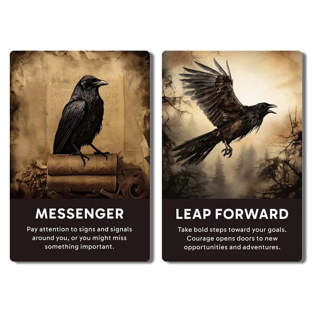 Crow's Insight Card Deck, 50 Oracle Cards for Personal Reading and Reflection, 12*8cm, Tarot Cards, Gaming Gift