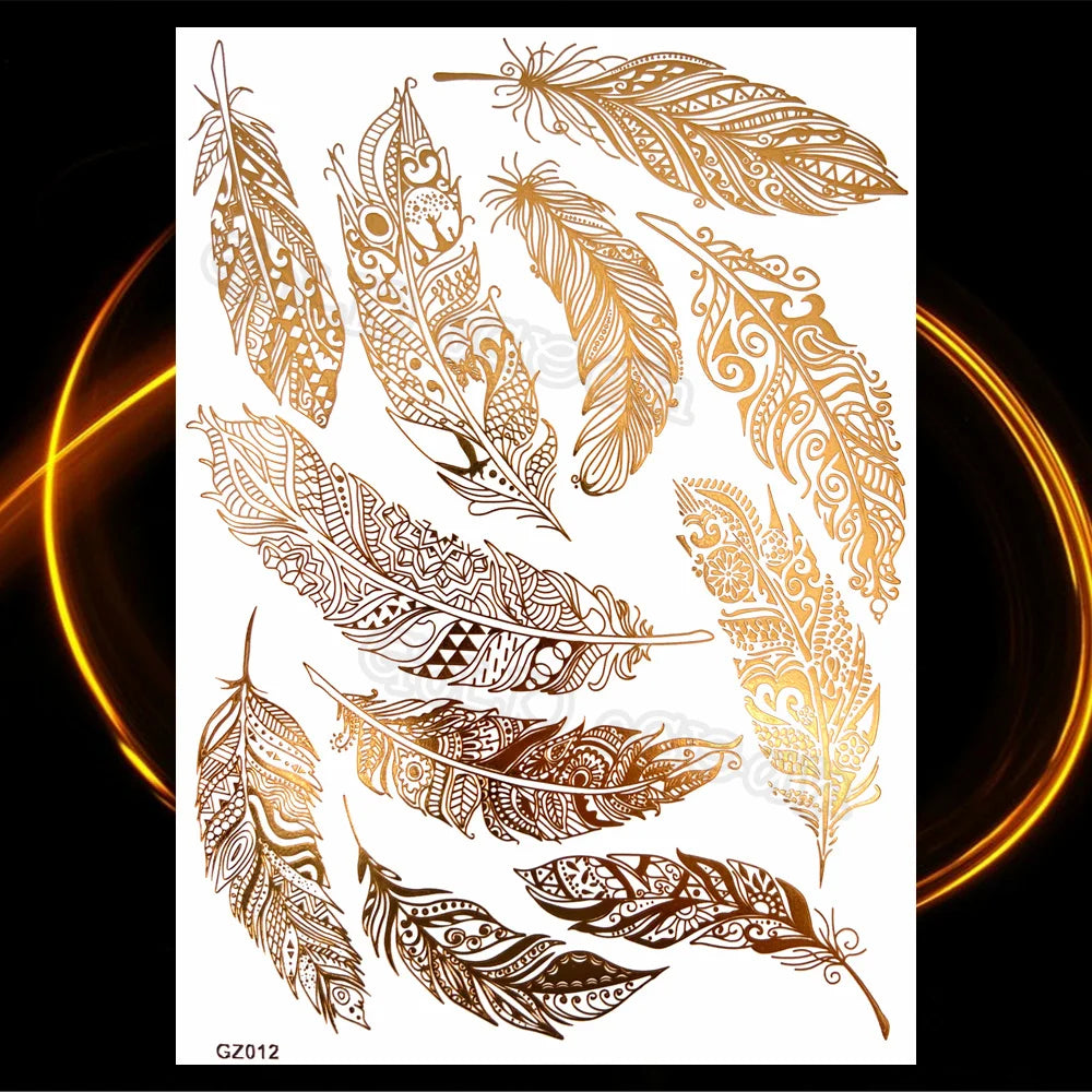 1PC Summer Style Men Women Body Art Gold Metallic Tattoo Sticker HYS-101 Chain Bracelet Fake Jewelry Waterproof Temporary Tattoo