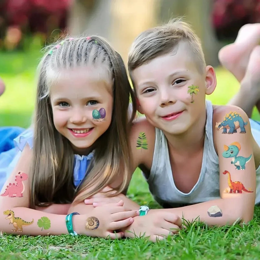 10pcs Cartoon DinosaurTemporary Tattoo Kids Stickers Face Body Transfer Fun Party Gift