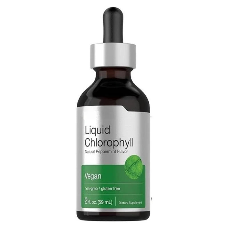Liquid Chlorophyll Drops 59ml Peppermint Herbal Extract Vegan Non-GMO Dietary Supplement Mix with Water Support Antioxidant