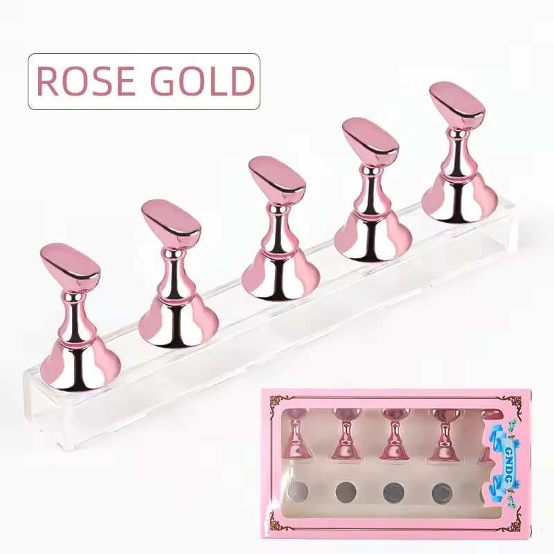 1 Set 5Pcs Nail Art Display Stand With Clamp Base Nail Practice Holder Household Salon Beginner Manicure Supply