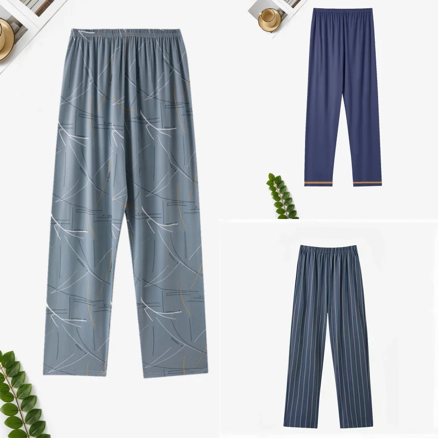 Men's Pajama Pants Thin Home Trousers Loose Large Size Spring and Autumn Summer Thin Casual Home Trousers