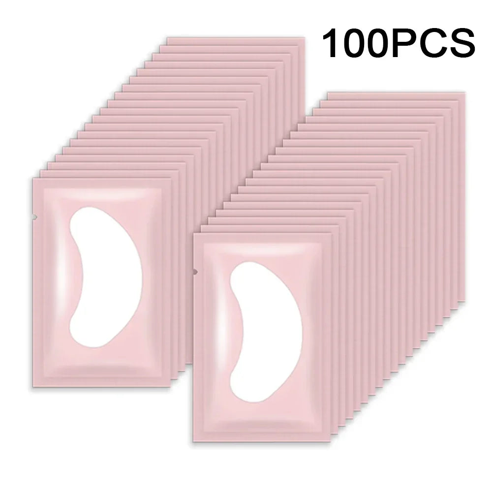100 Pairs Pink Hydrogel Eye Patch Eyelash Extension Natural Lint Free Under Eye Gel Pads Lash Extension Supplies & Beauty Tools