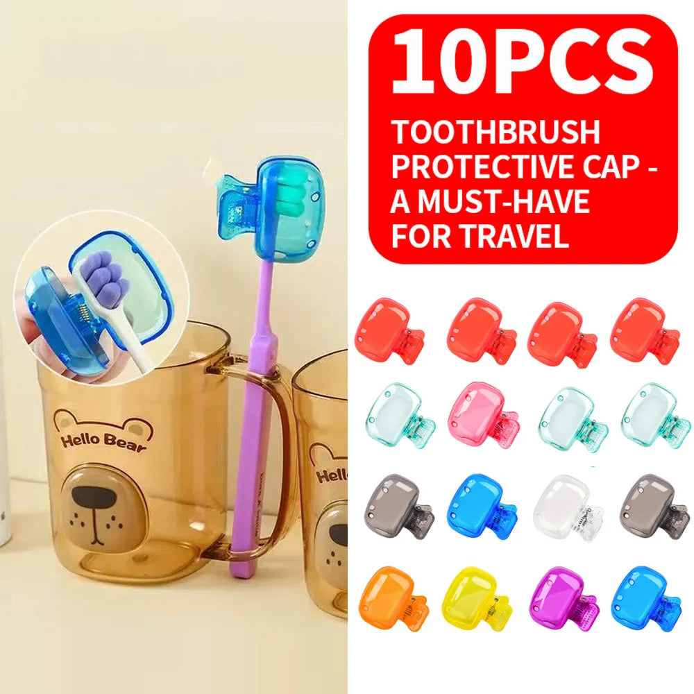 (Affordable and worth buying) 10 piece set - Toothbrush protective cap - Toothbrush head storage box - Essential for travel