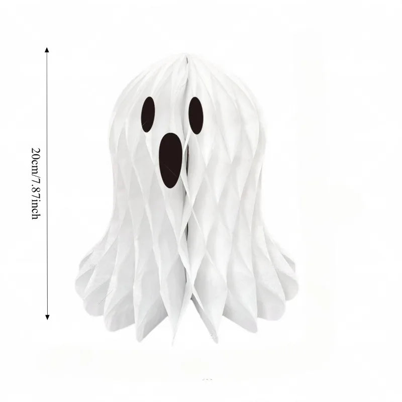 1/2/3PCS Halloween Party & Holiday DIY Decor Hanging Ornament Paper White Honeycomb Ghost Hanging Decor 3D Folding Ghost