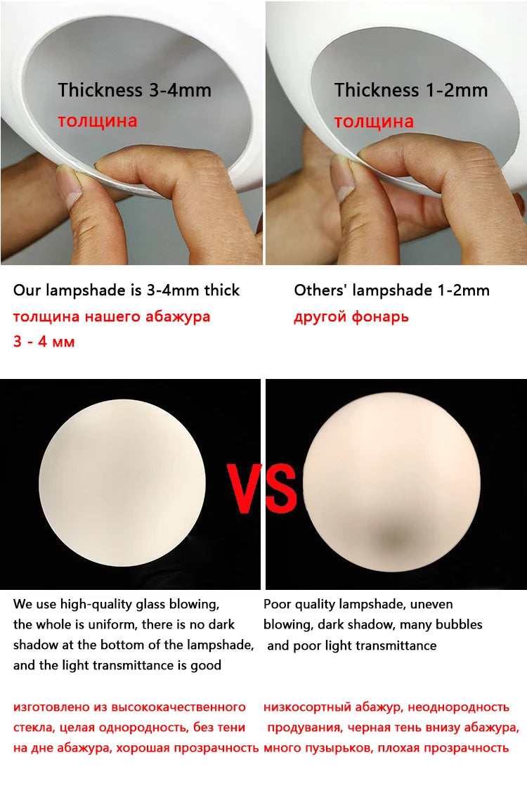 E27 E14 Milky Glass Lampshade Replacement Part Lighting Accessory for Chandelier D4cm D3cm Opening White Globe Glass Lamp Shade