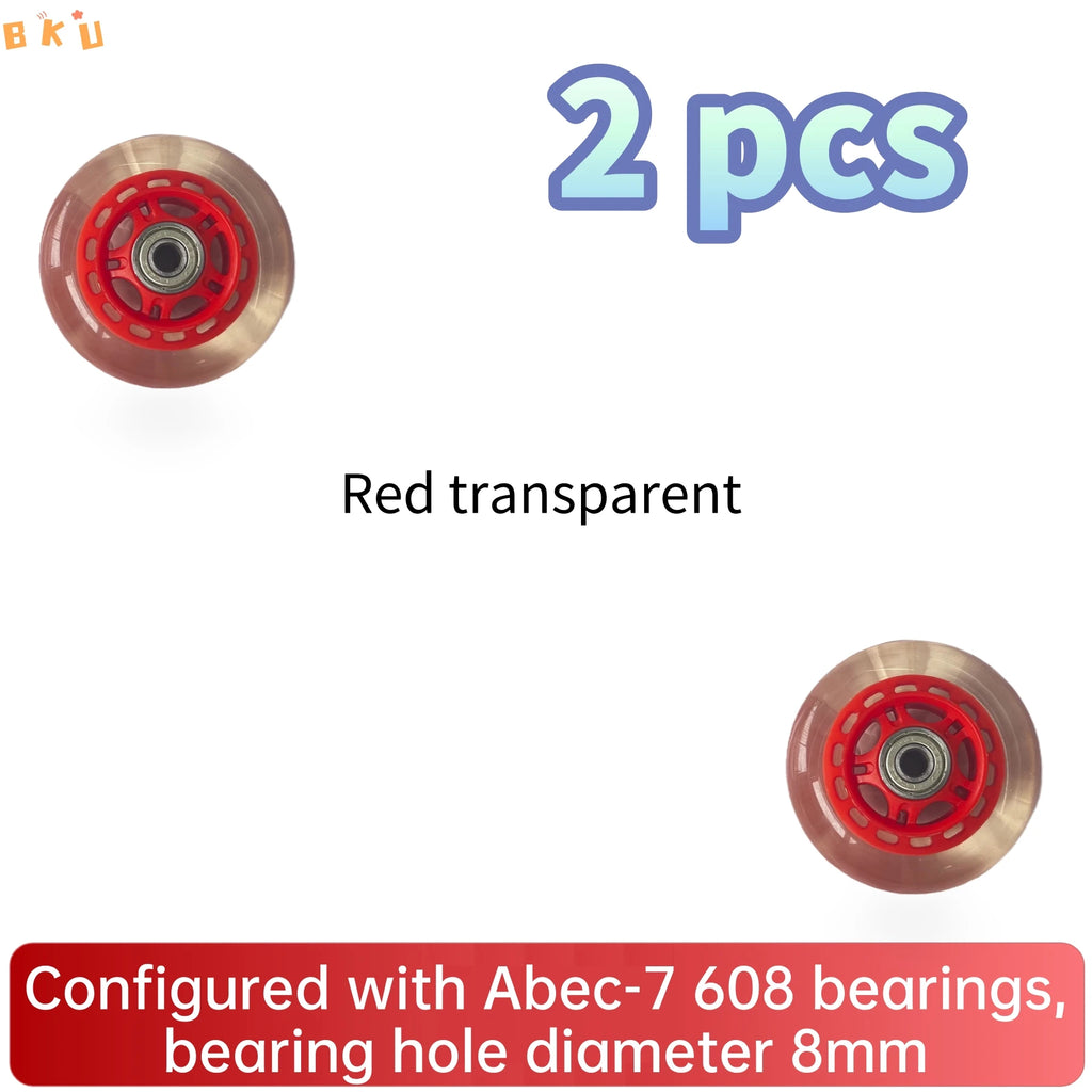 2 Pcs 80mm Inline Skate Wheels - High Elastic, Silent & Wear-Resistant for Luggage, Carts, Kids' Scooters