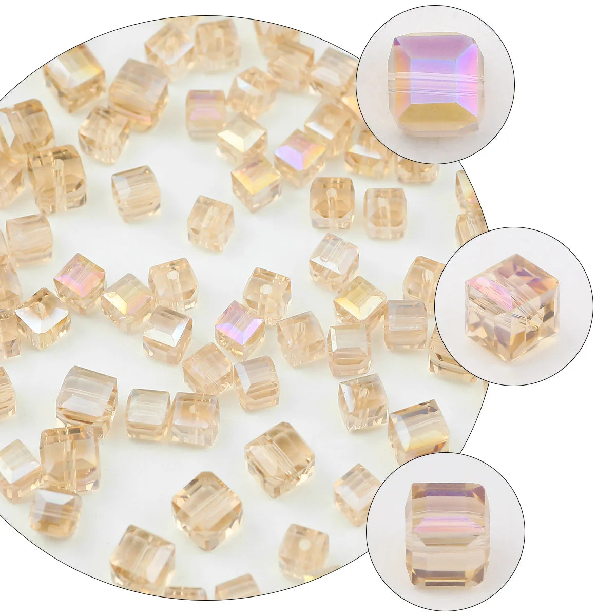 2/3/4/6/7mm Silver Champagne AB Austrian Faceted Crystal Glass Square Loose Spacer Beads For Jewelry Making DIY Bracelet Earring