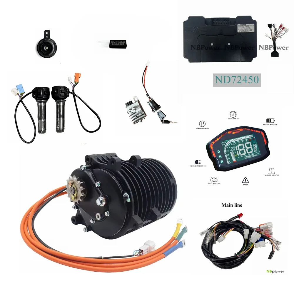QS 138 3000W V3 70H Mid Drive Motor Conversion Kit with ND72450/ND72680 Controller DKD Display 110KPH for Electric Motorcycle