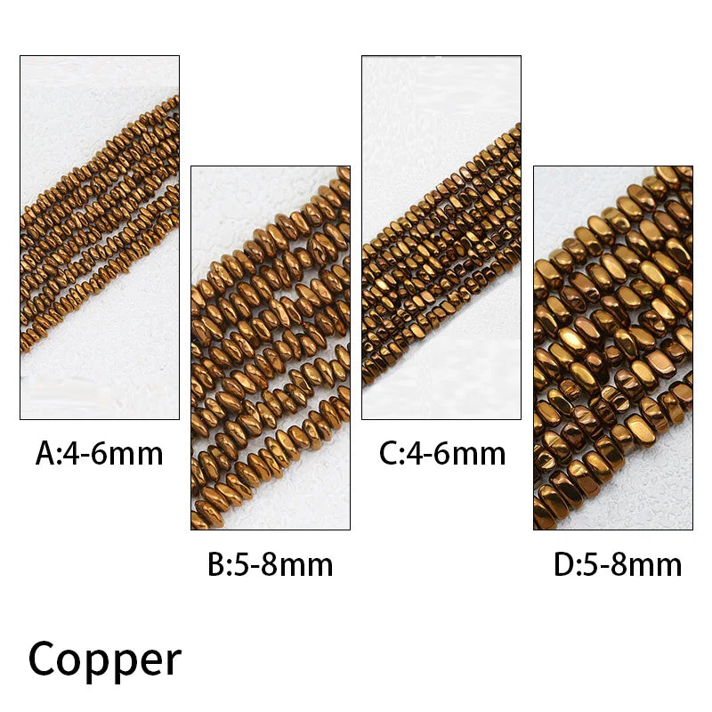 WLYeeS Gravel Stone beads 4-8mm Irregular Gold Colour Hematite  small Spacer Loose Bead for Jewelry bracelet Necklace Making DIY