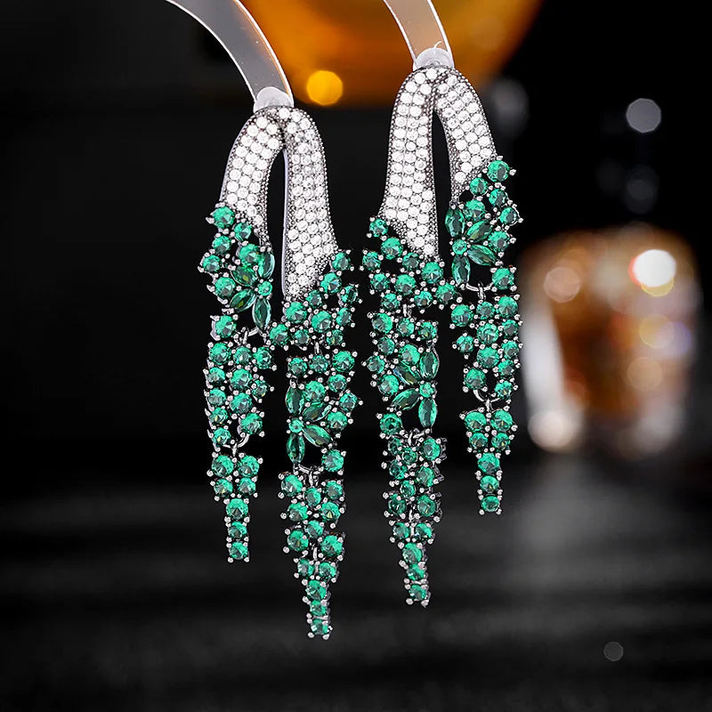 Bilincolor Golden Orange Long Tassel Earring for Women Wedding