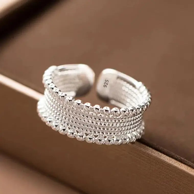 925 Sterling Silver Flower Geometry Ring For Women Girl Hollow Out Zircon Grace Wide Jewelry Gift Dropshipping