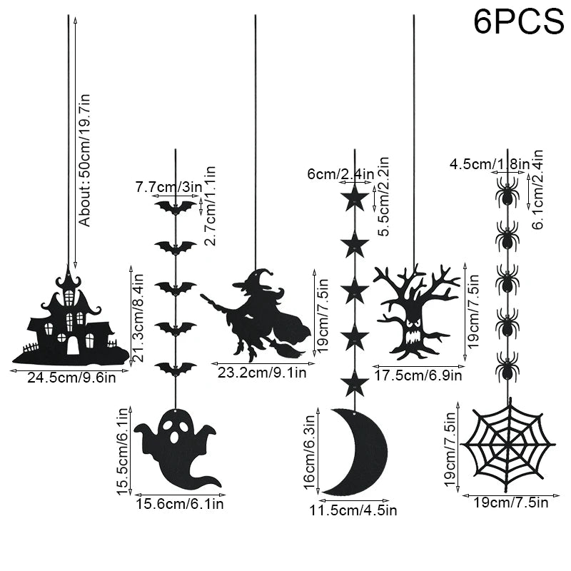 1set Halloween Decoration Banner Bunting Scary Spider Ghost Bat Hanging Garland Pull Flag Pendant For Halloween Party Home Decor