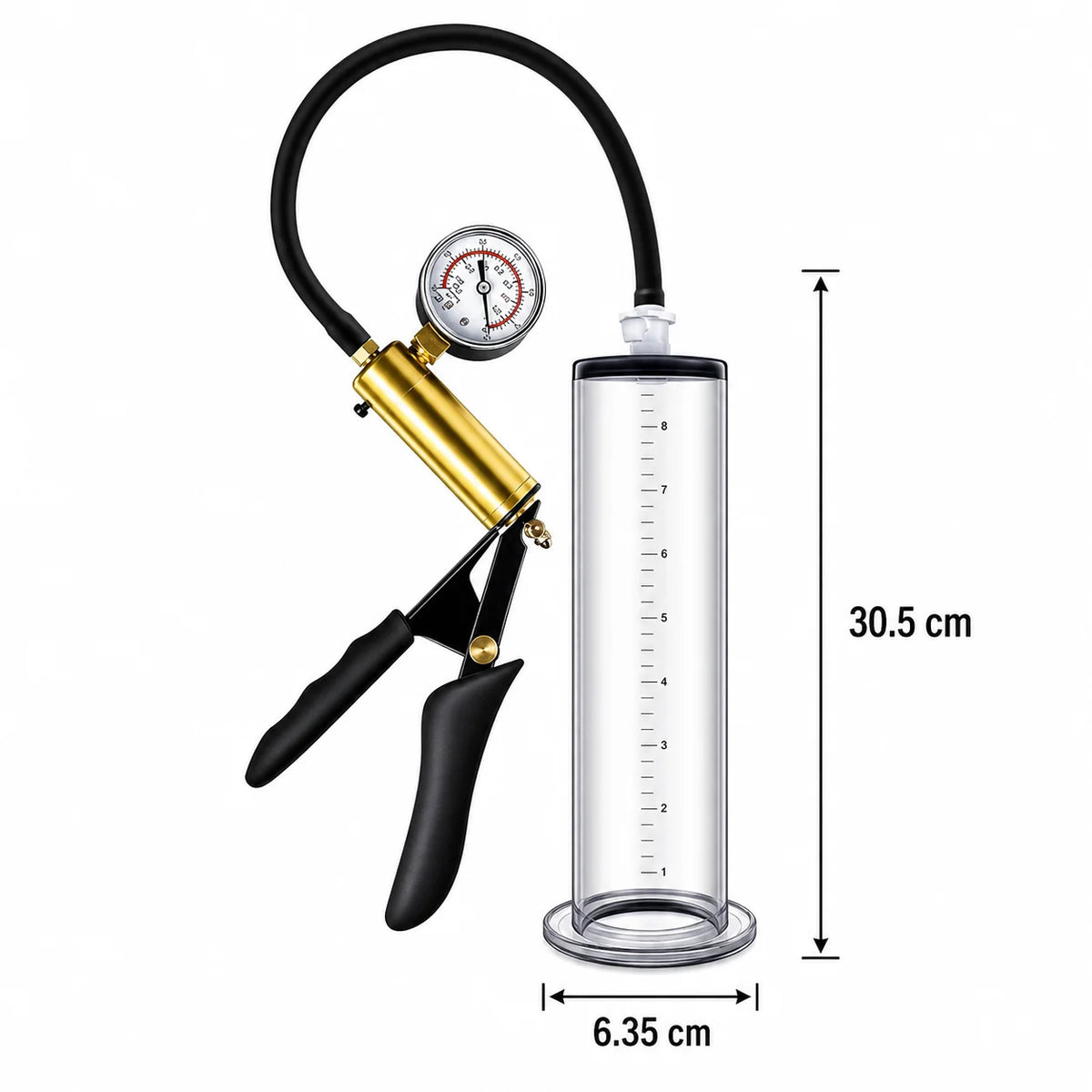 Men Adjustable Vacuum Training Kit with Transparent Acrylic Cylinder, Metal Pressure Dial, and Hand Pump for Home Use