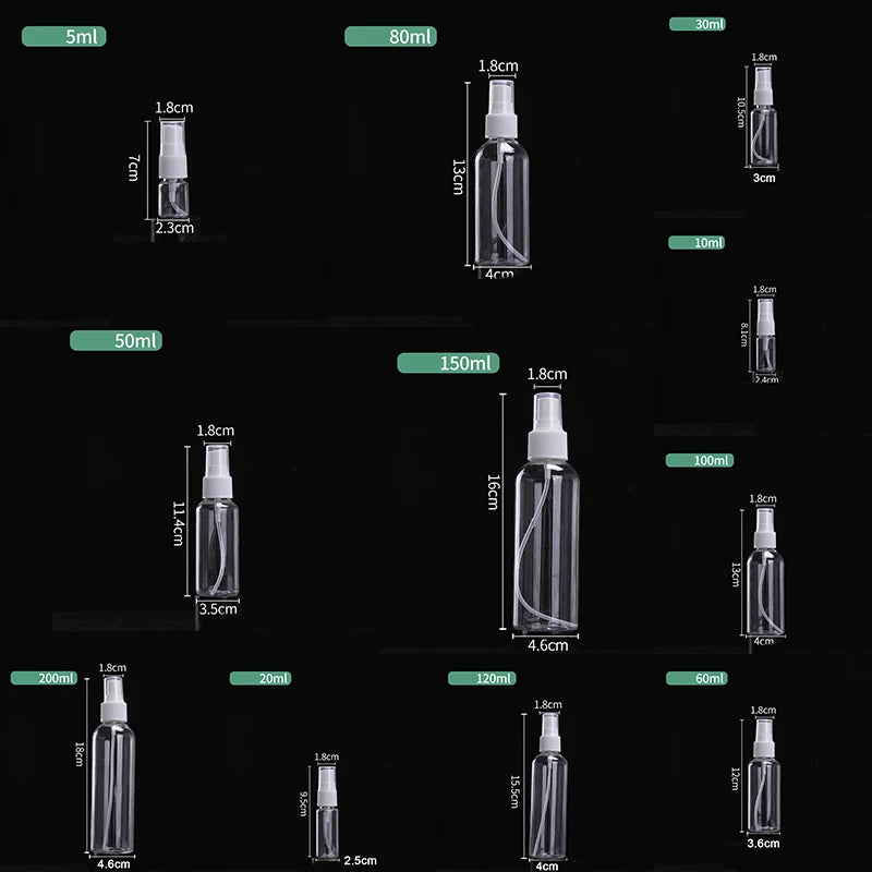 1PC Bottle Clear Plastic Empty Spray Bottle Portable Refillable Perfume Clear Sample Dispenser Small Spray Bottle