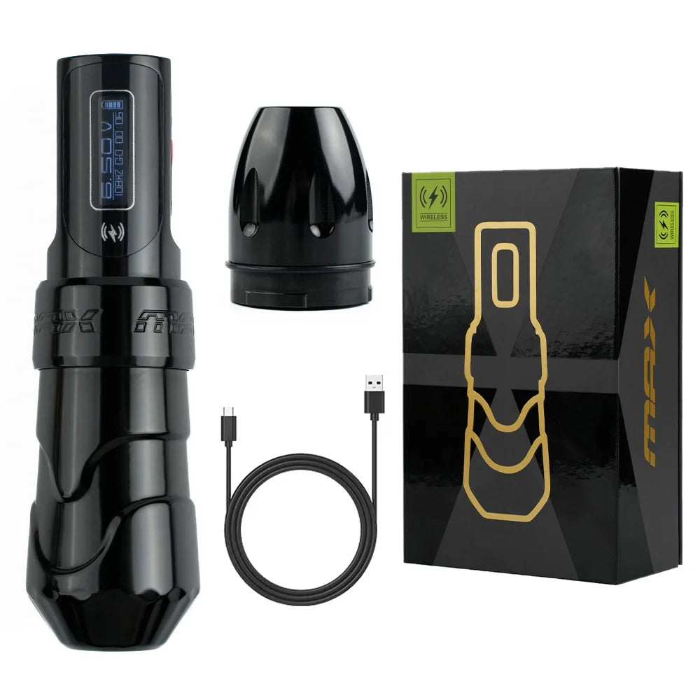 MAX Tattoo Machine Pen 4.0mm Stroke Professional Body Art Makeup Rechargeable LED Digital Display Battery Wireless Pen Machine
