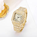 Men's Business Square Starry Sky Steel Belt Diamond-Inlaid European American Roman Fashion Quartz Wristwatch Gift
