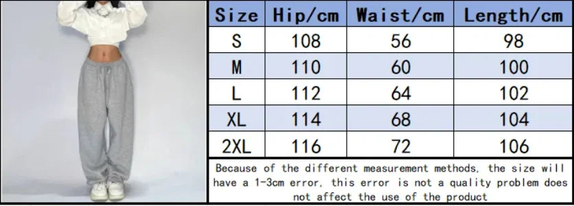 Retro Y2K Baggy Pants Fashion Women Pocket Elastic Waist Oversized Vintage Wide Leg Pant Casual Streetwear Sweatpant Trousers