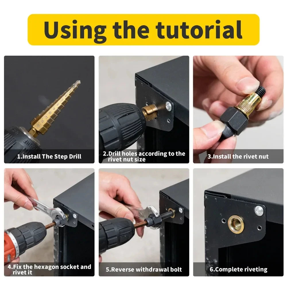 77pcs Manual Riveting Tool Set, 7 Sizes M3-M12 with 70 Rivet Nuts, Heavy-Duty Metal Gun for Automotive, Industrial & Welding