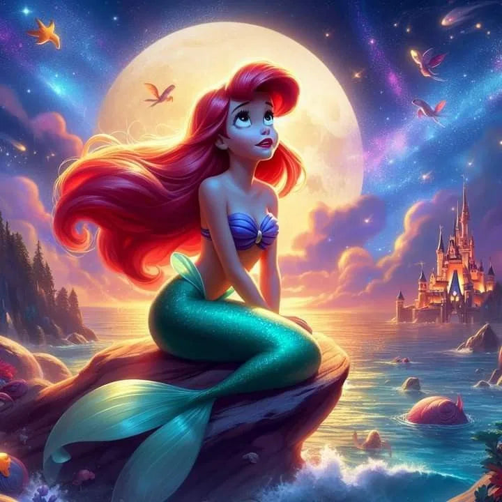 100% Fairy Dust Diamond Painting Mermaid Picture Square Mosaic Embroidery Cartoon Wall Art Diamond Art Full Crystal Home Decor