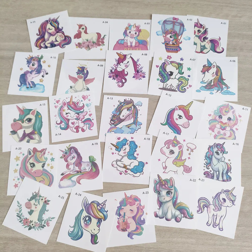 25pcs Cartoon Tattoo Stickers for Hand Face Makeup Unicorn Temporary Tattoo Stickers Cute Hand Tattoo Decoration