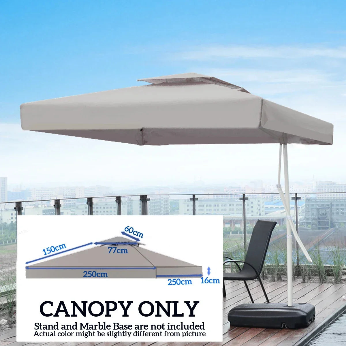 2.5x2.5m Outdoor Garden Parasol Cloth Gazebo Awning Canopy Replacement Pergolas Cloth For Outdoor Garden Canopy Sunshade