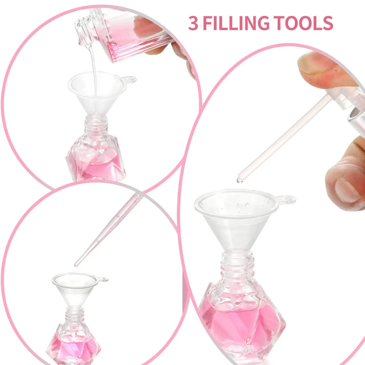 1/15pcs+4 Accessories Clear Glass Polygonal Essential Oil Roller Ball Bottles with 15 Roller Ball Bottles, 2 Funnels, 2 Straws