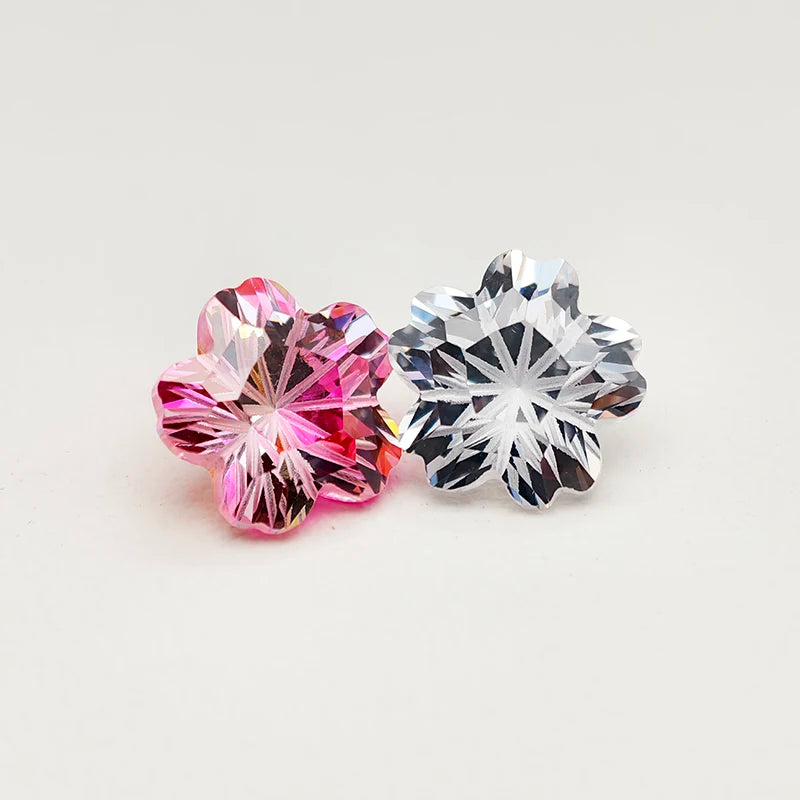 5A Pink White Colors Pentagon Sakura Cut Cut Cubic Zirconia Loose Gemstones for Jewerly Making