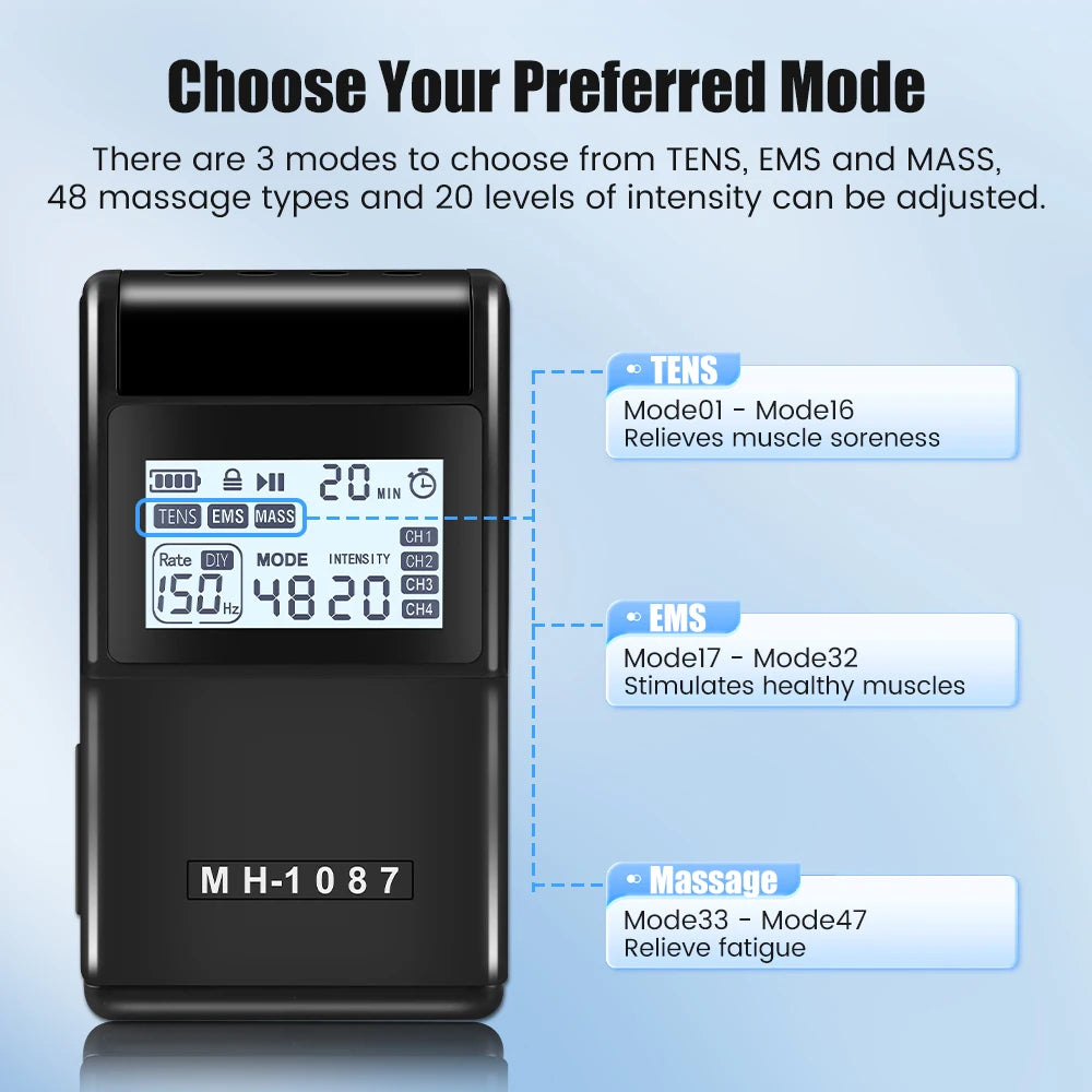 EMS TENS Unit Machine EMS Electric Muscle Therapy Stimulator Physiotherapy Pulse Electric Massage Device Back Body Neck Massager