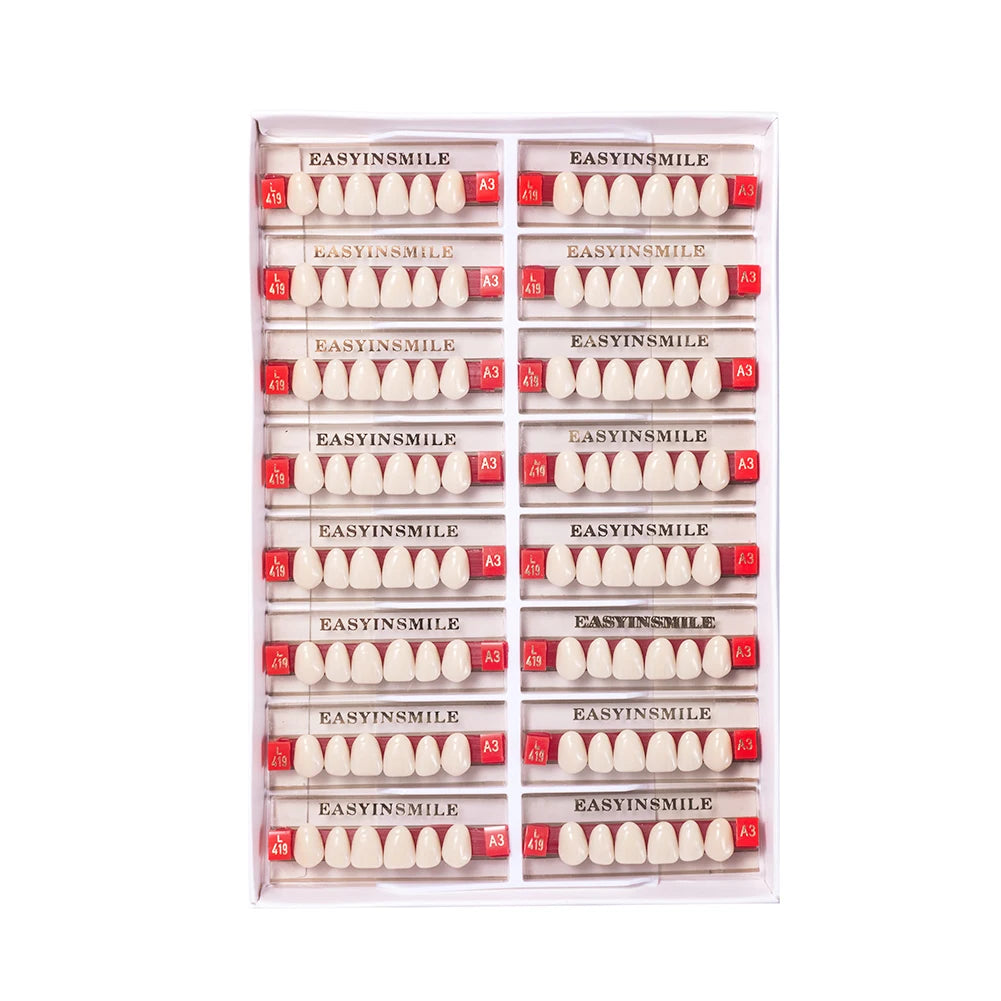 84/96PCS Dental Resin Teeth Acrylic Synthetic Denture A1 A2 A3 Shade 2-Layer Acrylic Denture Education Model Upper/Lower A1-D4