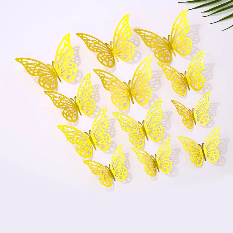 12 pcs Butterfly Cake Toppers Rose Gold for Birthday, Wedding, Engagement Occasions Dessert Decoration Cupcake Toppers DIY Gift