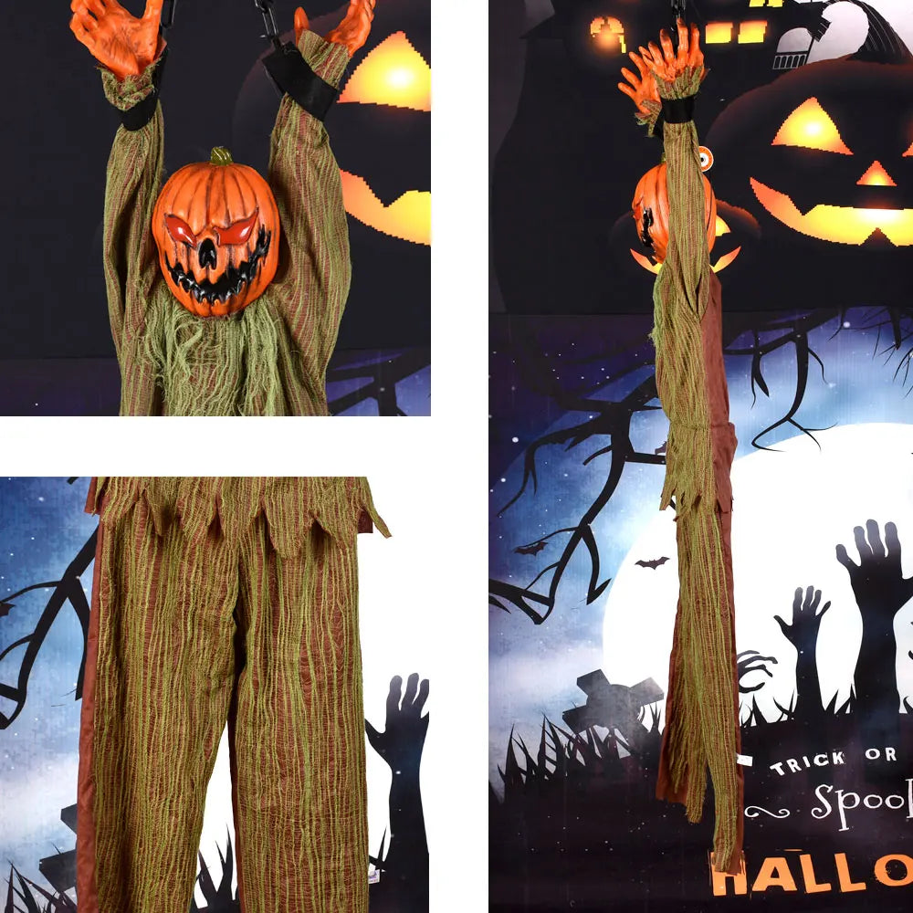 1PC Halloween Decoration Hanging Pumpkin Head Scream Sound Party Prop Haunted House Parties Home Decor Funny Electric Toys