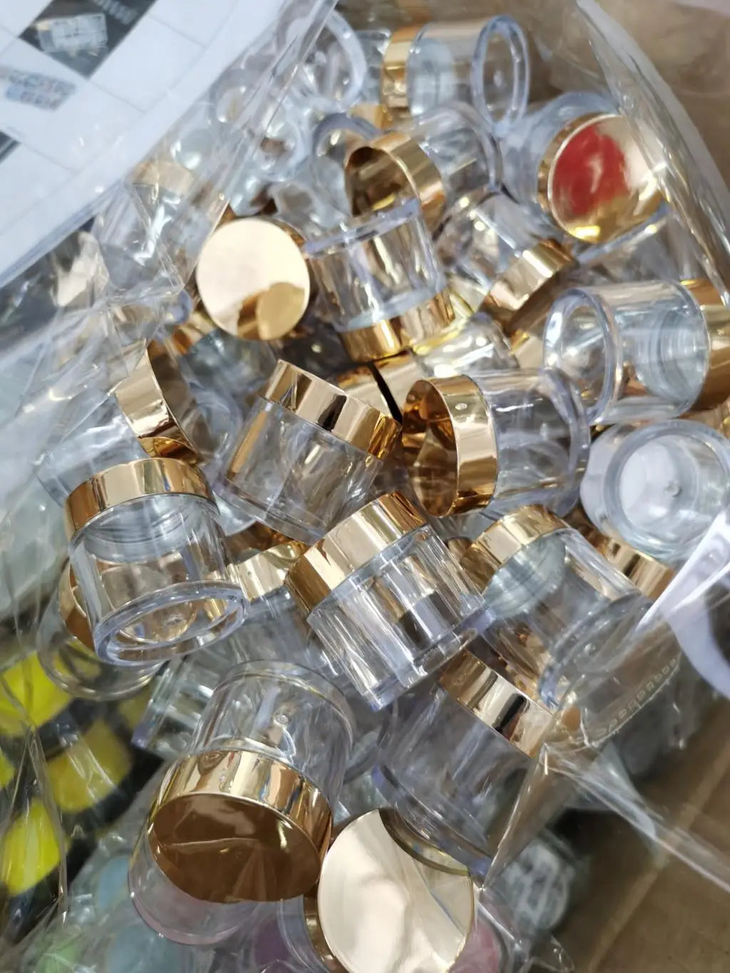 20/50/100Pcs Gold Lid Clear Empty Refillable Bottles 10/30/60ML Makeup Travel Containers Cosmetic Jar For Acrylic Powder Glitter