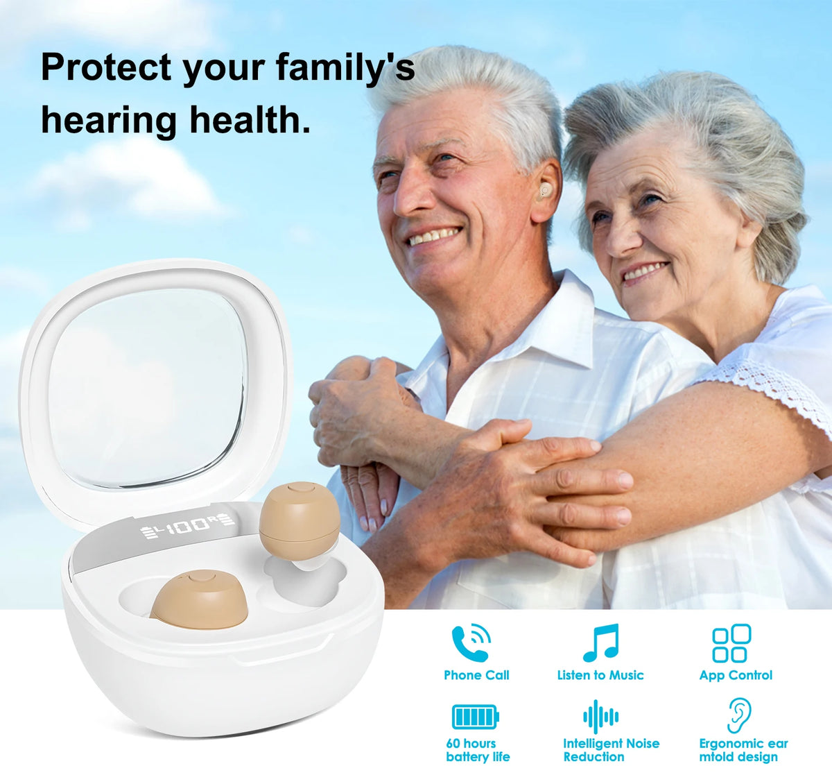 Newest 16 Channels Hearing Aid For Deafness Elderly Bluetooth Hearing Aids App Control Rechargeable Sound Amplifier Audifonos