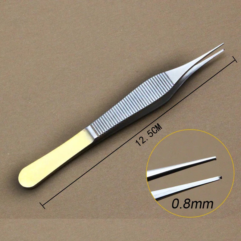 1pcs Ophthalmic Tweezers Tissue Forceps Stainless steel Teethed Platforms Forceps Surgical Instruments 120mm
