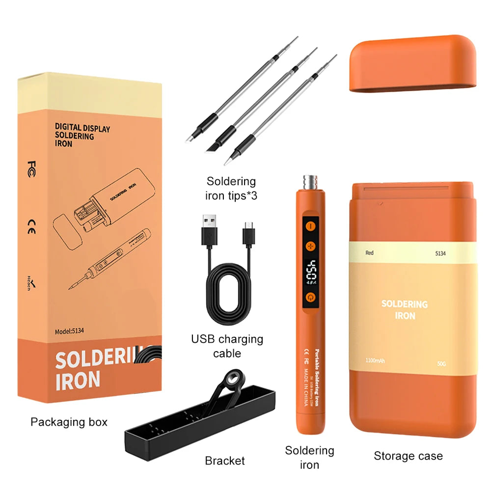 Wireless Electric Soldering Iron Kit 180-450 Temperature Adjustable Fast Charging Solder Iron Portable Soldering Repair Tool