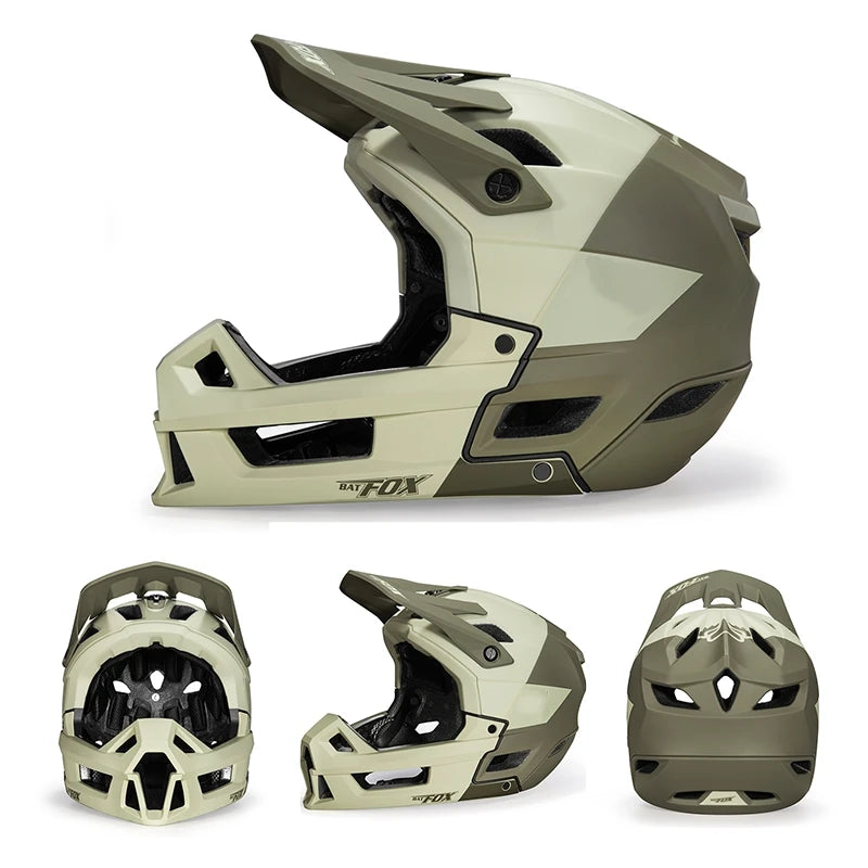 BATFOX Full Face Mountain Bike Helmet Adult Downhill Off-road Cycling Shockproof Professional Protection MTB Bicycle Safety Gear