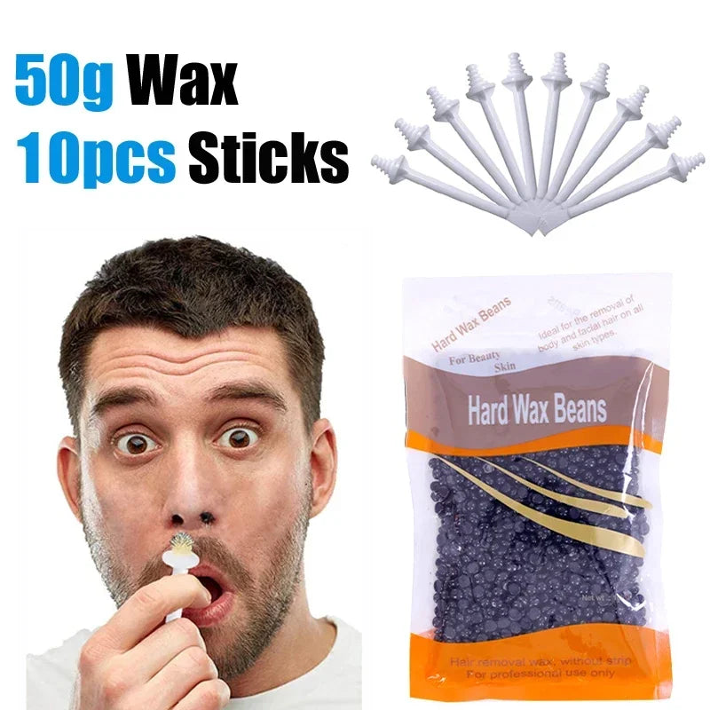 Painless Nose Waxing Wax Kit 50g-1000g for Men & Women with Wax And Applicators Easy Tool for Clean Nose Hair Removal